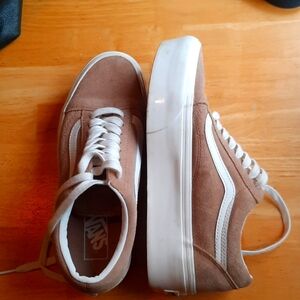 Vans Brown Suede Old Skool Sneakers with White Stripe